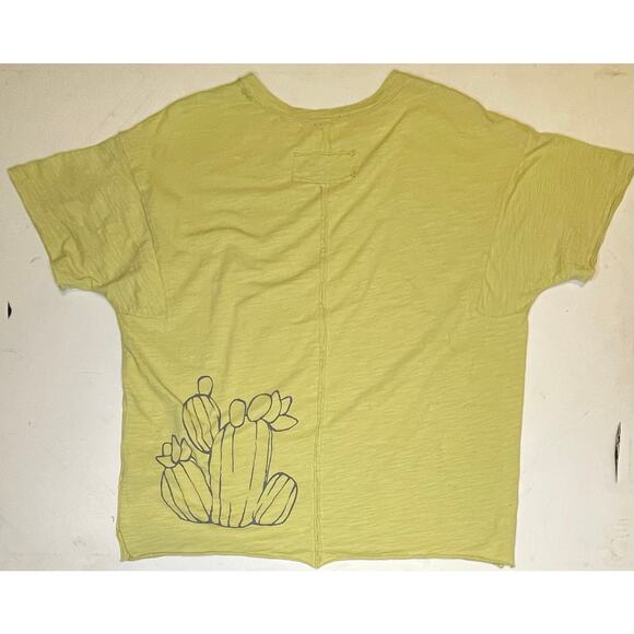 Easel Los Angeles 100% Cotton Cactus Graphic Tee Sz S Chartreuse Boxy Fit EUC - Picture 6 of 8